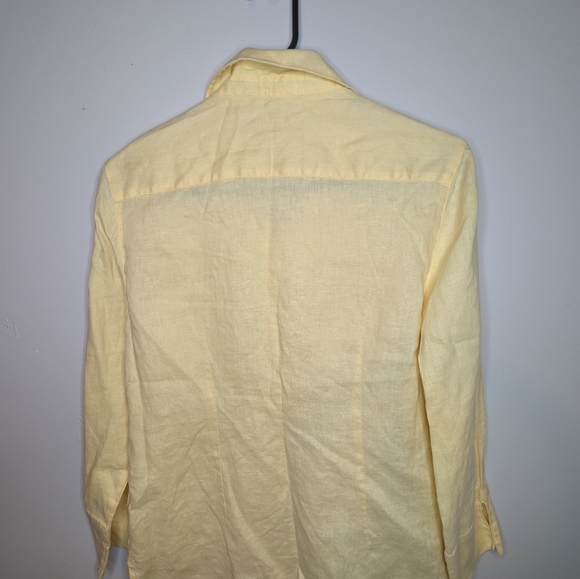 Talbots Yellow Button-Up Shirt 100% Linen Size 6 - Picture 7 of 7